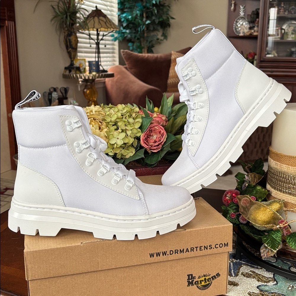 Brand New Dr. Martens Combs Tech White Athletic Lace Up Boots Combat Casual